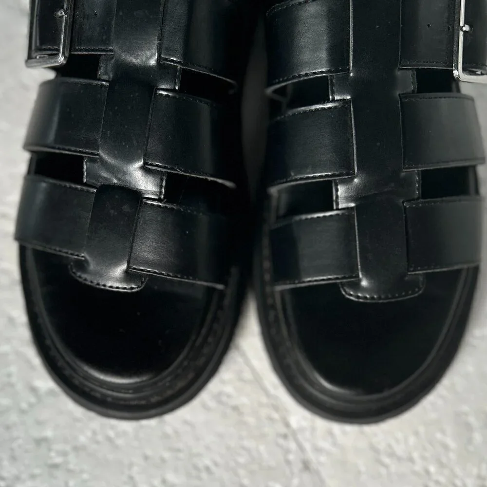 No Boundaries NWOT SZ 9 Black Caged Platform Sandal Comfort Boho Y2K Edgy